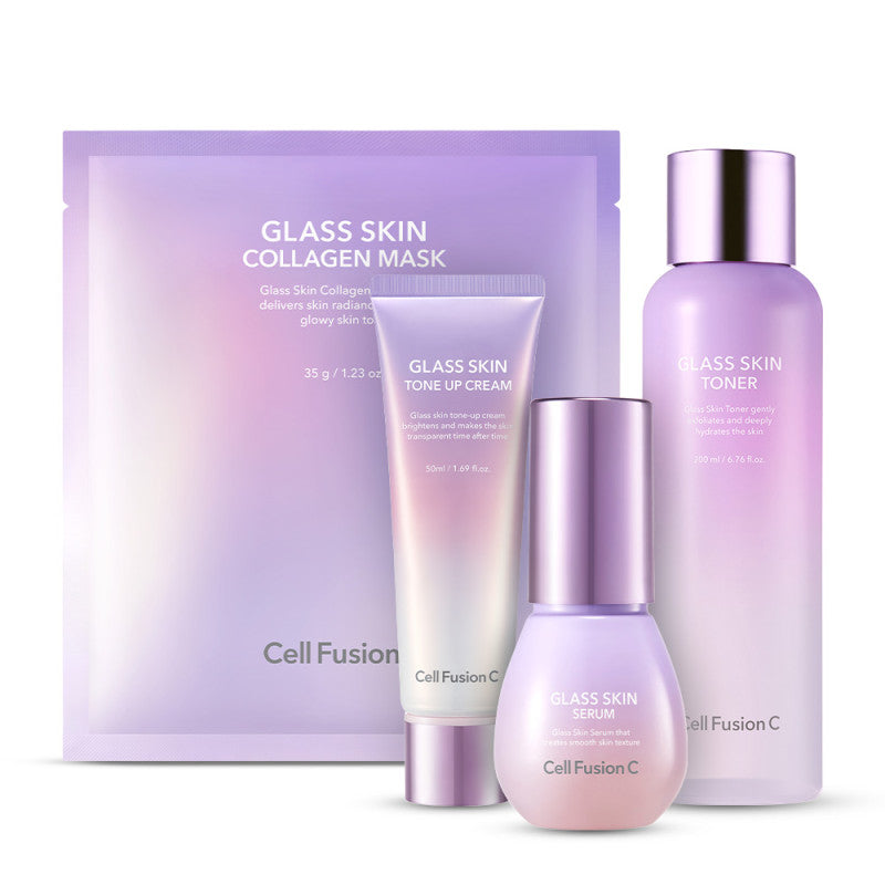 Complete Glass Skin Routine by Cell Fusion C, pilna spindinčios odos rutina, 4 vnt.