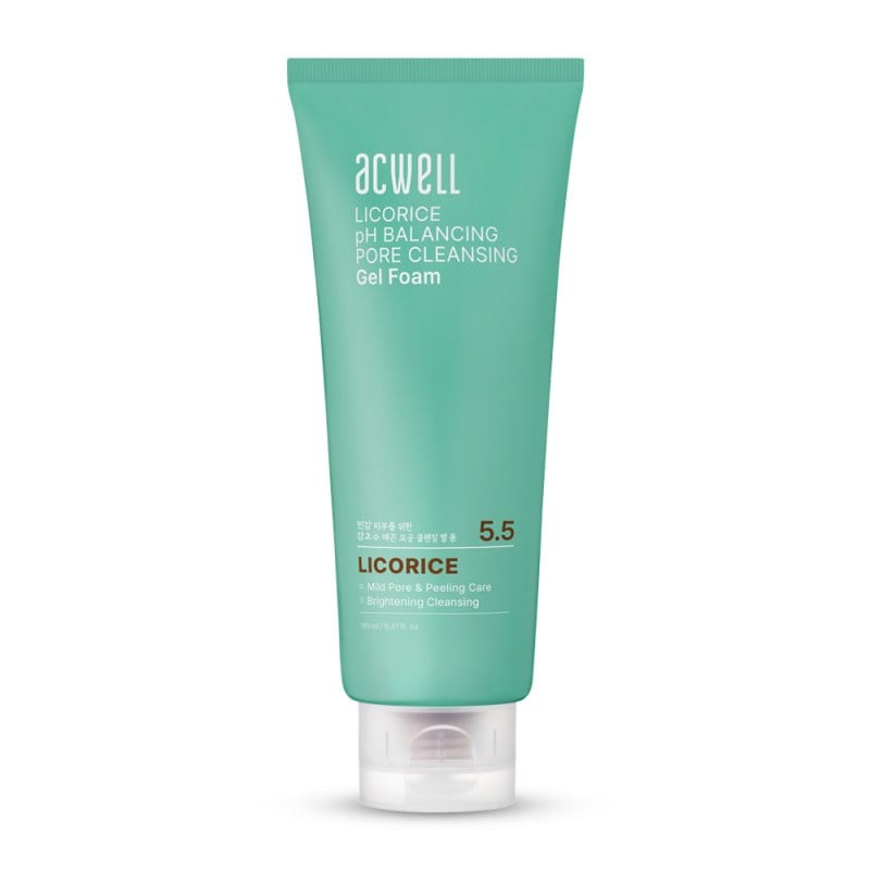ACWELL Odos pH balansuojantis prausiklis su saldymedžiu „Licorice pH Balancing Pore Cleansing Gel Foam”, 160 ml
