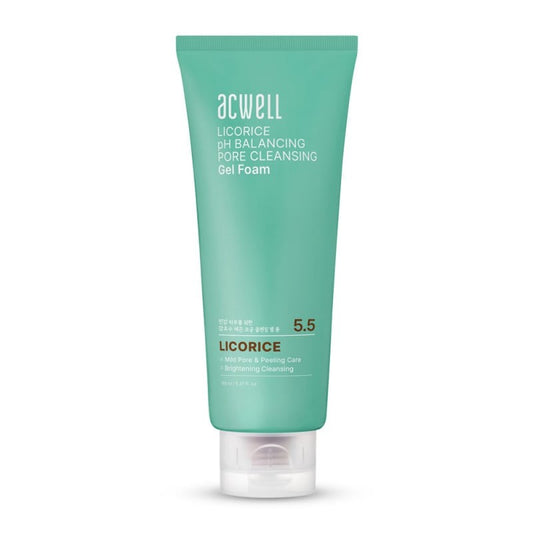 ACWELL Odos pH balansuojantis prausiklis su saldymedžiu „Licorice pH Balancing Pore Cleansing Gel Foam”, 160 ml