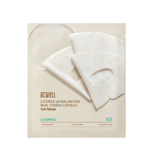 ACWELL Gelinė veido kaukė su saldymedžio ekstraktu "Licorice pH Balancing Real Toning Capsule Gel Mask", 34 g × 4 vnt.