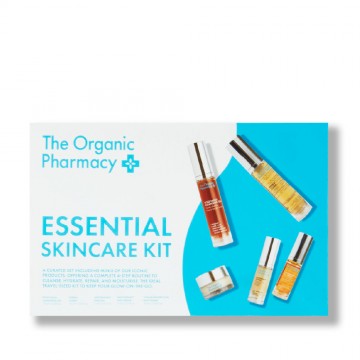 The Organic Pharmacy Essential Skincare Kit – kelioninis veido priežiūros rinkinys